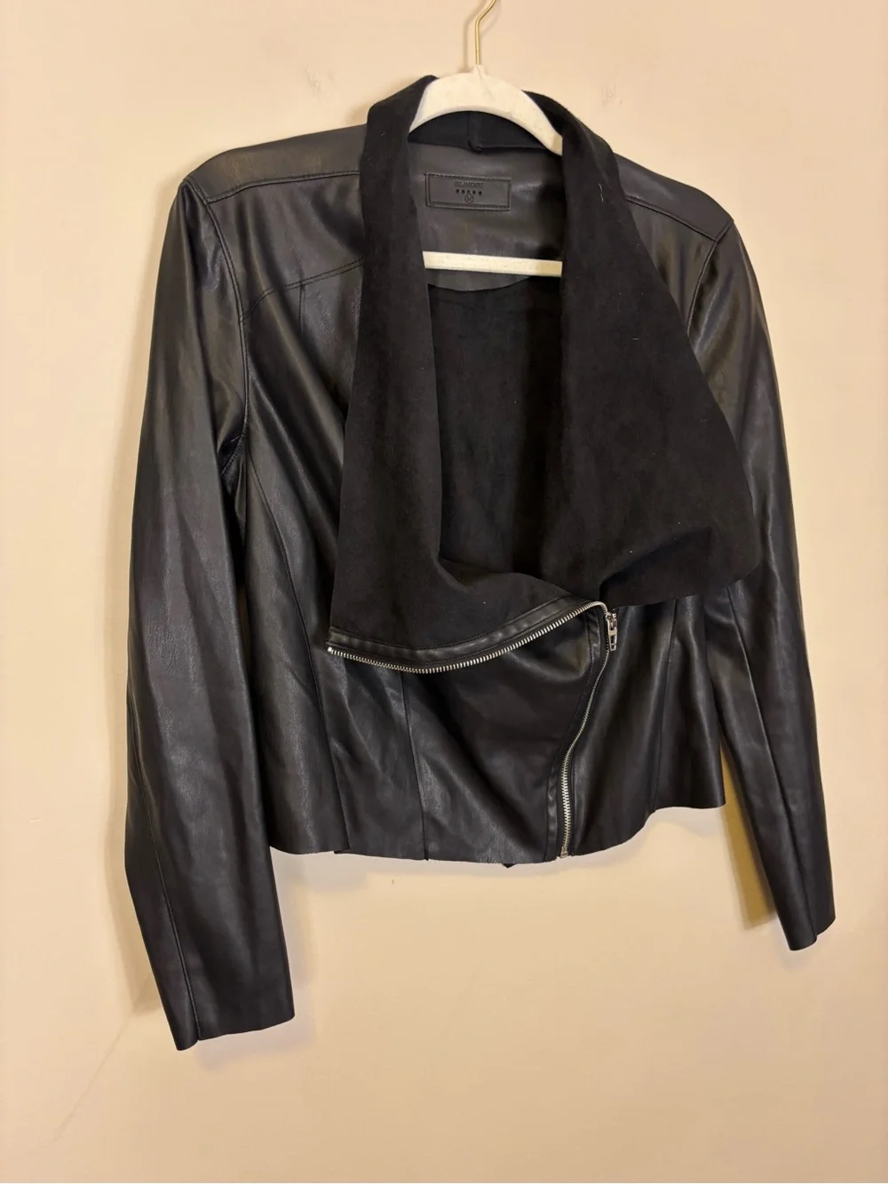 Blank NYC Black Faux Leather Asymmetrical Zip Jacket Medium